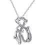 Pretty Jewels Sterling Silver 0.14 CT Natural Diamond Monkey Mom Holding Child Mothers Love Pendant Necklace with 18'' Chain