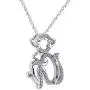 Pretty Jewels Sterling Silver 0.14 CT Natural Diamond Monkey Mom Holding Child Mothers Love Pendant Necklace with 18'' Chain