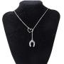 AKTAP Simple Lucky Horseshoe Lariat Y Necklace Stirrup Necklace Love Heart Pendant Necklace Gift for Women Girls