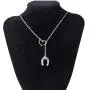 AKTAP Simple Lucky Horseshoe Lariat Y Necklace Stirrup Necklace Love Heart Pendant Necklace Gift for Women Girls