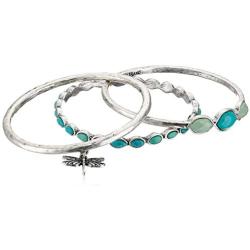 Lucky Brand Silver Bangle Bracelet Set, 7.63''