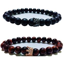 LIDU Love Bracelet King and Queen Teir Friendship 8mm Beads Bracelet