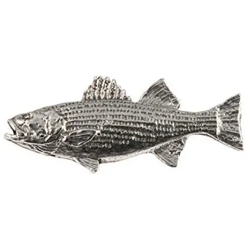 Striped Bass Fish Pewter S050 Lapel Pin, Brooch, Jewelry Striped Bass Fish Pewter S050 Lapel Pin, Brooch, Jewelry