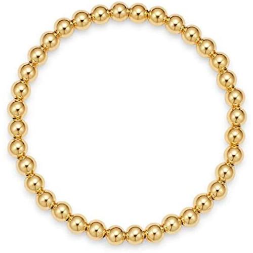 IS ISAACSONG Women Men Gold Beaded Necklace and Beaded Bracelet, Chunky Gold Bead Ball Chain Stainless Steel Jewelry for Women and Men