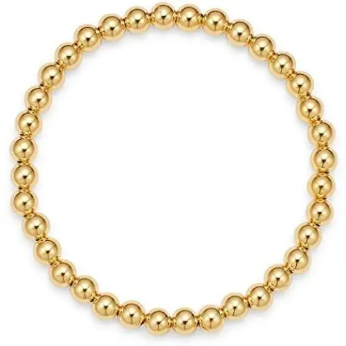 IS ISAACSONG Women Men Gold Beaded Necklace and Beaded Bracelet, Chunky Gold Bead Ball Chain Stainless Steel Jewelry for Women and Men