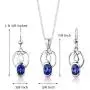 Peora Created Blue Sapphire Earrings Pendant Necklace Jewelry Set in Sterling Silver, Dainty Design, Oval Shape, 2.25 Carats total, with 18 inch Chain Peora Created Blue Sapphire Earrings Pendant Necklace Jewelry Set in Sterling Silver, Dainty Design, Oval Shape, 2.25 Carats total, with 18 inch Chain