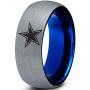 Star Space Galaxy Universe Solar System Ring - Tungsten Band 8mm - Men - Women - Brushed Grey Polished Blue - Yellow - Grey - Blue - Black - Brushed - Polished - Wedding - Gift Dome Flat Cut