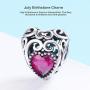 NINGAN Birthstone Openwork Heart Bead Charms 925 Sterling Silver Fits European Charm Bracelets Necklaces