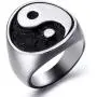 Elfasio Chinese Yin Yang Rings Kung Fu Martial Arts Mens Stainless Steel Symbol Vintage Jewelry