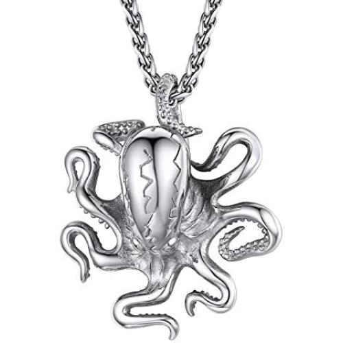 PROSTEEL Stainless Steel Shark/Octopus/Wolf Tooth/Tiger Necklace for Men Boys Women, Black/Gold/Silver Tone, Punk Rock Necklace, 22inch-24inch Adjustable, Come Gift Box