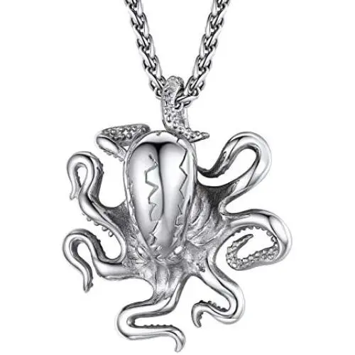 PROSTEEL Stainless Steel Shark/Octopus/Wolf Tooth/Tiger Necklace for Men Boys Women, Black/Gold/Silver Tone, Punk Rock Necklace, 22inch-24inch Adjustable, Come Gift Box