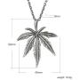 IFUAQZ Stainless Steel Hip Hop Marijuana Weed Leaf Tag Pendant Necklace for Men Women Free 24inch Chain