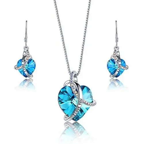 EleShow I Love You Jewelry Sets for Women Heart Necklaces and Earrings Jewelry 18K White Gold Plated Gifts for Wife Mom Girlfriend EleShow I Love You Jewelry Sets for Women Heart Necklaces and Earrings Jewelry 18K White Gold Plated Gifts for Wife Mom Girlfriend