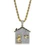 JINAO Hip Hop Trap House Pendant Iced Out Simulated Diamond Necklace with Rope Chain for Men