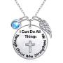925 Sterling Silver Faith Hope Religious Jewelry Cross Necklace With God All Things Are Possible Inspirational for Women Girls Teens