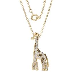 CRYSTALOGY Women’s Jewelry, Sterling Silver Crystal Giraffe Animal Pendant Necklace, 18” Chain