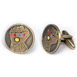 SharedImagination Infinity Gauntlet Cufflinks, Avengers Infinity Stones Tie Clip, Thanos Jewelry, Iron Man Tie Tack Geek Gifts, Superhero Captain America Cuff Links Wedding Party Groomsmen Gift