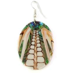 Iridescent Abalone Earrings with Natural Cone Shell Dangle Drop Handmade Women Jewelry AA293