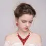 BriLove Womens Costume Fashion Crystal Multi Leaf Marquise Cluster Enamel Statement Necklace Dangle Earrings Set BriLove Womens Costume Fashion Crystal Multi Leaf Marquise Cluster Enamel Statement Necklace Dangle Earrings Set