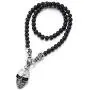 COOLSTEELANDBEYOND Gothic Style, Mens Women Black Onyx Beads Chain Necklace and Stainless Steel Vintage Skulls Pendant COOLSTEELANDBEYOND Gothic Style, Mens Women Black Onyx Beads Chain Necklace and Stainless Steel Vintage Skulls Pendant