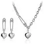 Crystal Paperclip Safety Pin Heart Pendant Necklace Earring for Women Girls Dainty Clip Drop Adjustable Chain Choker Personalized Jewelry Set Crystal Paperclip Safety Pin Heart Pendant Necklace Earring for Women Girls Dainty Clip Drop Adjustable Chain Choker Personalized Jewelry Set