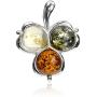 Multicolor Amber Sterling Silver Clover Leaf Pendant