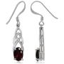 Silvershake 1.86ct. Natural Garnet 925 Sterling Silver Celtic Knot Dangle Hook Earrings