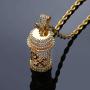 TOPGRILLZ Pill Bottle PX Capsule Detachable Pendant Necklace Chain Men’s 14K Gold Plated Iced Out CZ Hip Hop Jewelry