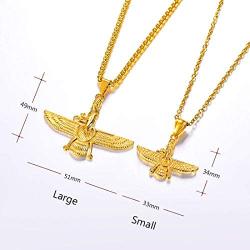 U7 Farvahar Pendant Chain Stainless/Black Gun/18K Gold Plated Symbol Iran Persian Gift Necklace, Customizable