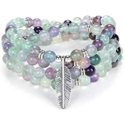 oasymala Feather Charm Zen Dear Mala Beads Yoga Inspirational Necklace 108 Durable Self Discovery Mala Prayer Beads Wrap Bracelet