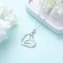 Ladytree S925 Sterling Silver Vegan Necklace Cubic Zirconia Green Symbol Necklace for Vegetarian Women,18 inches