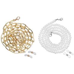 ZWGYS Mask Holder Face Mask Lanyard Eyeglass Chains for Women Eyeglass Holder Strap Eyeglass Lanyard with Clips Paperclip Chain Lanyard Pearl Shell Lanyard Lanyard for Kids Women 2 Pcs