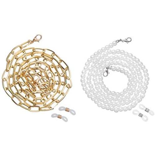 ZWGYS Mask Holder Face Mask Lanyard Eyeglass Chains for Women Eyeglass Holder Strap Eyeglass Lanyard with Clips Paperclip Chain Lanyard Pearl Shell Lanyard Lanyard for Kids Women 2 Pcs