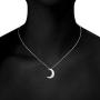 PRAYMOS S925 Sterling Silver Moon Necklace Synthetic Opal Necklace Women Dainty Necklace