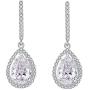 Scarlvambo Womens Fashion Cubic Zirconia Chandelier Teardrop Pierced Dangle Wedding Earrings Silver-Tone