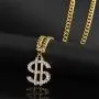 Weahre Dollar Sign Hip Hop Rapper Mens Necklace Rhinestone Pendant Gold Chain Jewelry for Rap Gangsta Weahre Dollar Sign Hip Hop Rapper Mens Necklace Rhinestone Pendant Gold Chain Jewelry for Rap Gangsta