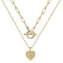 Layered Gold Initial Necklaces for Women, 14K Gold Plated Dainty Layering Paperclip Toggle Choker Chain Necklace Personalized Heart Initial Pendant Layered Necklaces for Women Gold Jewelry Gifts