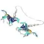 NEWEI Enamel Alloy Sweet Running Horse Earrings Drop Dangle Fashion Animal Jewelry for Women Girls Gift