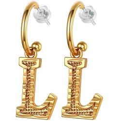 Initial Dangle Earrings Women 18K Gold Plated Personalized Alphabet 26 Letters Charm Hypoallergenic Earrings Jewelry Fashion Gift for Women Girls, Send Gift Box