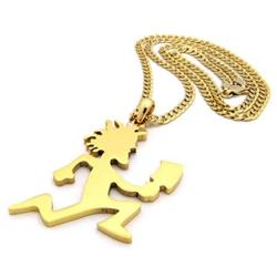 Shiny Jewelers USA Mens Hatchet Man Hip HOP Pendant Necklace Gold Silver Black Large w/ 5mm Cuban Chain