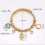 XUN Zhe Stainless Steel Egyptian Eye Fatima Hamsa Hand Pendant Bracelet Charm Cubic Zirconia Evil Eye Bracelets Protection Lucky Jewelry for Women Girls