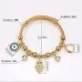 XUN Zhe Stainless Steel Egyptian Eye Fatima Hamsa Hand Pendant Bracelet Charm Cubic Zirconia Evil Eye Bracelets Protection Lucky Jewelry for Women Girls