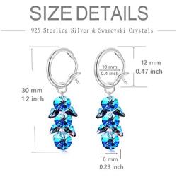 Sterling Silver Hoop Earrings for Women with Swarovski Crystals Tassel, Removable Dangle Earring Jewelry Gift