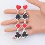 Playing Cards Suit Dangle Poker Blackjack Heart Spade Club Casino Dangle Drop Earrings