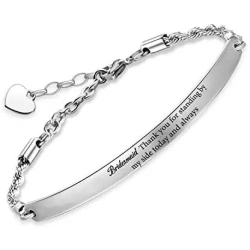 Bridesmaid Thank You Gift Bracelet Thank You For Standing by My Side Maid of Honor Jewelry Wedding Gift(standing my side CBR) Bridesmaid Thank You Gift Bracelet Thank You For Standing by My Side Maid of Honor Jewelry Wedding Gift(standing my side CBR)