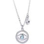 925 Sterling Silver Blue Evil Eye In Circle Teardrop CZ Pendant Necklace, ,Rolo Chan 16''+2''
