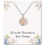 Go in The Direction of Your Dreams Sterling Silver Compass Necklace -Inspirational Gifts for Women, Graduation Gifts for Her, Going Away Gift for Coworker Friends Female