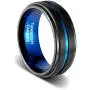 TUSEN JEWELRY Promise Rings 8mm Thin Blue Line Plated Tungsten Ring