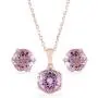 ATELIER PINKCITY Pink Amethyst Necklace and Stud Earring Set 925 Sterling Silver 18K Rose Gold Plated 16 Inches with 2'' Extension Gemstone Birthstone Sets for Women