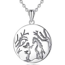 CELESTIA Celtic Horse Head Necklace Women Sterling Silver Pendant Horse Jewelry Gifts for Girls Men and Horse Lovers